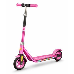 Patinete Elétrico Scooter Infantil com LED Base Antiderrapante Ajustável 150W Até 60Kg Rosa