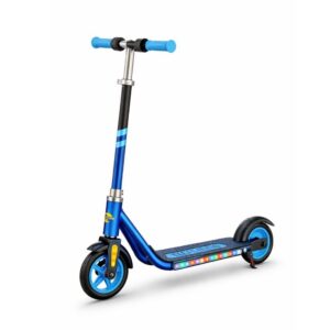 Patinete Elétrico Scooter Infantil com LED Base Antiderrapante Ajustável 150W Até 60Kg Azul
