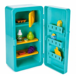 Geladeira De Brinquedo Infantil 25cm e Minis Cute 12 Peças Verde Miniatura Faz de Conta