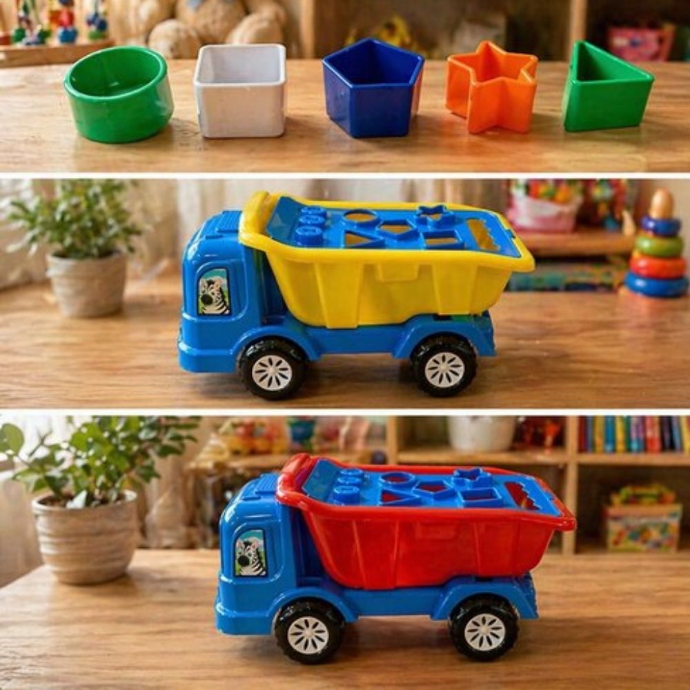 Brinquedo Caminhão Caçamba Basculante Didático com Formas 7 Peças - Imagem 2