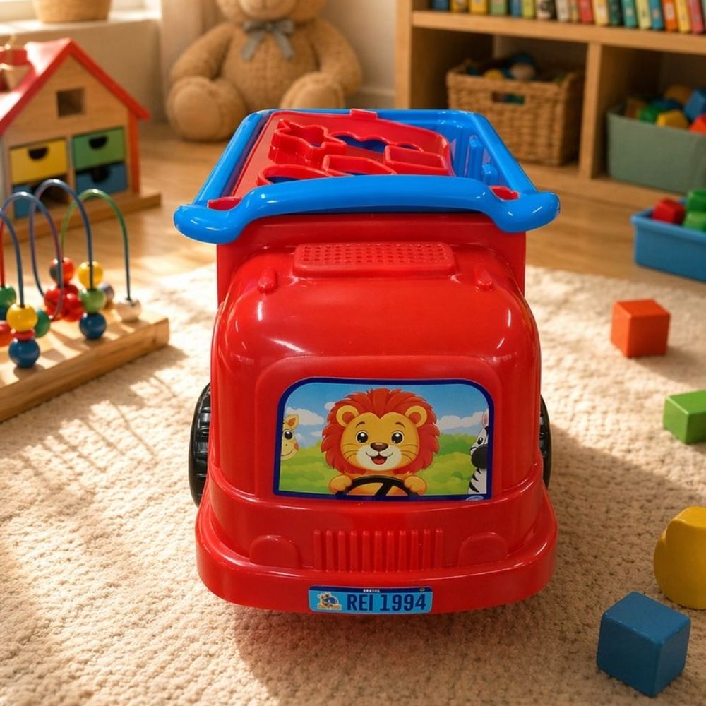 Brinquedo Caminhão Caçamba Basculante Didático com Formas 7 Peças