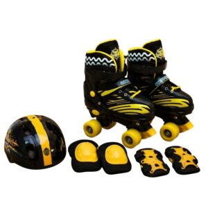 Patins Infantil com Kit de Proteção Tamanho 30-33 Preto e Amarelo