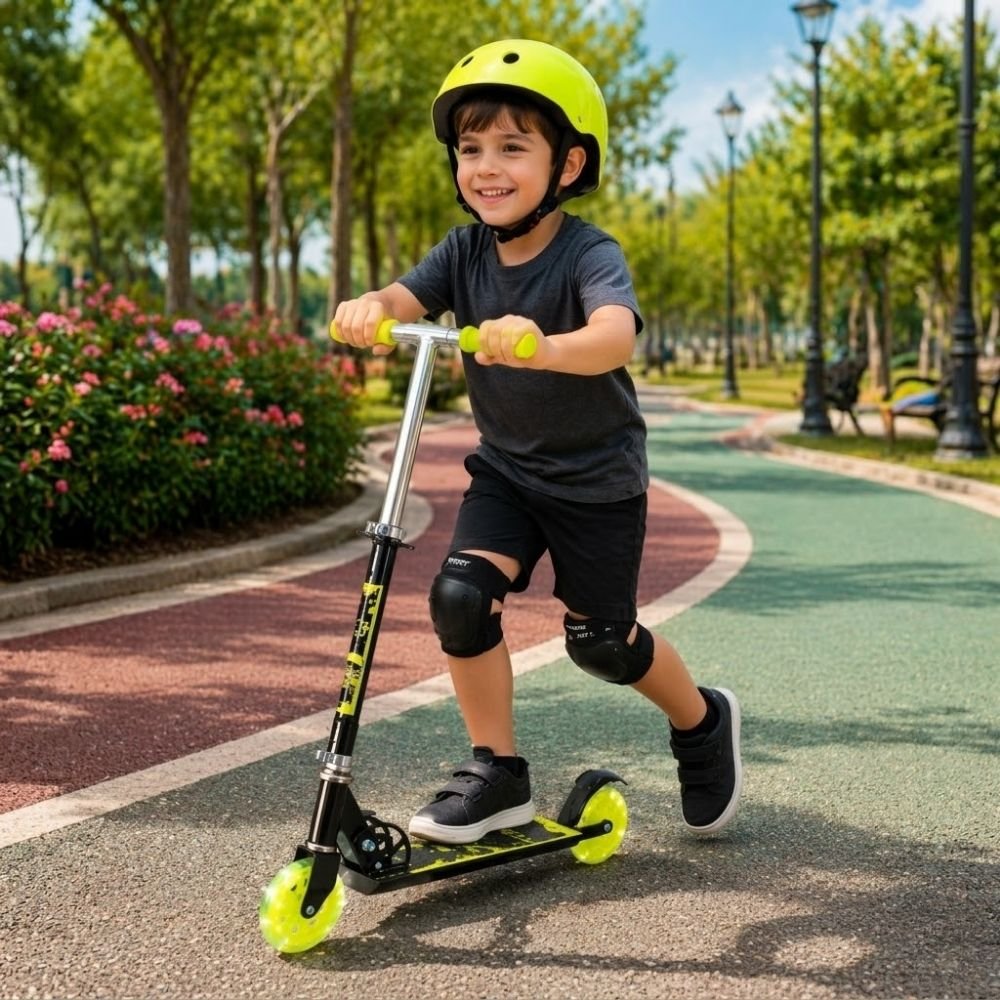 Mini Patinete Infantil com 2 Rodas e Brilho Ajustável Verde - Imagem 3