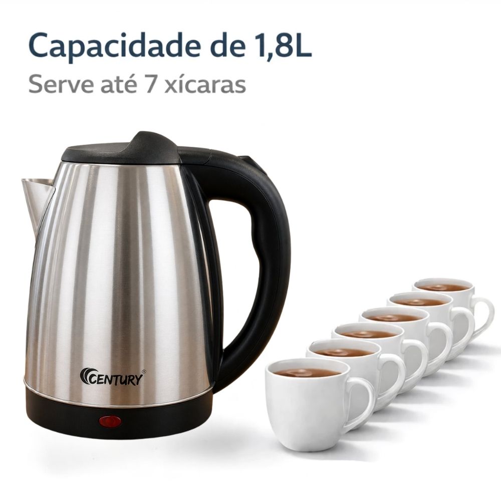 Chaleira Elétrica Inox 1,8 Litros 1000W 127V com Desligamento Automático para Café e Chá - Imagem 4