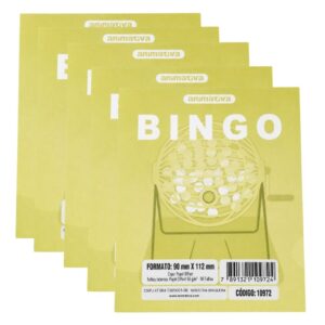 Kit 5 Cartela de Bingo 96 Folhas - Amarela
