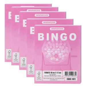 Kit 5 Cartela de Bingo 96 Folhas - Rosa