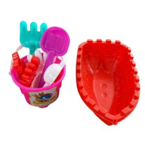 Baldinho de Praia com Barquinho Kit Balde Castelinho Areia Infantil Completo 10 Peças Brinquedo