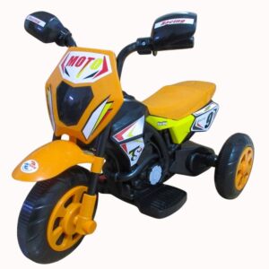 Mini Moto Elétrica Infantil Motinha Triciclo com Luz e Som Bateria 6v Recarregável Laranja