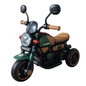 Mini Moto Elétrica Infantil Motinha Triciclo com Luz e Som Bateria 6v Recarregável Prime Retrô Verde