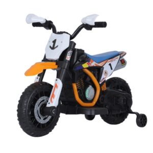 Moto Elétrica Infantil 2 Rodas Com Rodinhas Bateria Recarregável Laranja