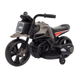 Moto Elétrica Infantil 2 Rodas Com Rodinhas Bateria Recarregável Dark Ryder Preta