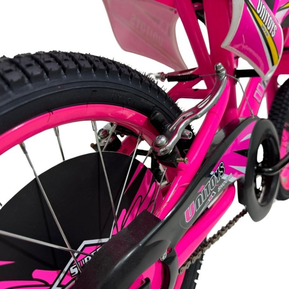 Bicicleta Infantil Moto Rosa Aro 16 com Rodinhas Freios V-Brake - Faz Barulho - Imagem 3