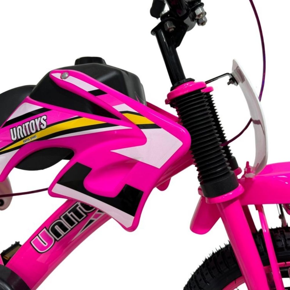 Bicicleta Infantil Moto Rosa Aro 16 com Rodinhas Freios V-Brake - Faz Barulho - Imagem 2