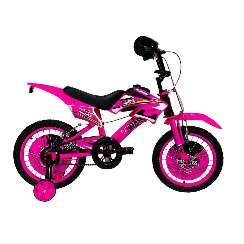 Bicicleta Infantil Moto Rosa Aro 16 com Rodinhas Freios V-Brake - Faz Barulho - Imagem 5