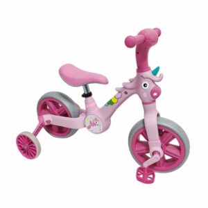 Bicicleta Infantil com Rodinhas Triciclo Unicórnio Rosa