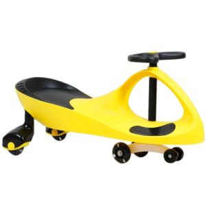 Super Car Amarelo Carrinho Gira Ginga Até 100kg Roda Com Luz Cor Amarelo