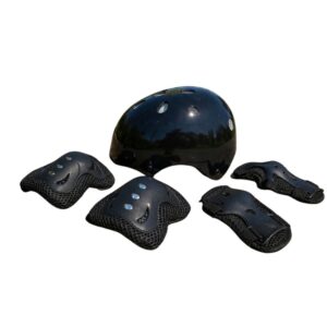Capacete De Patins Kit Proteção Infantil Esportivo  Patins Patinete Bike Skate 7 Pçs Preto