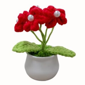 Arranjo De Flores Artificiais Em Crochê Vaso Decorativo Plástico 10cm