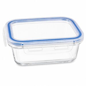 Pote Vidro com Tampa Hermética 640ml Retangular Transparente Refratário para Marmita e Mantimentos