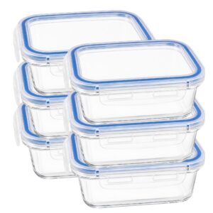 Kit 6 Potes Vidro com Tampa Hermética 640ml Retangular Transparente Refratário Marmita e Mantimentos