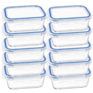 Kit 10 Potes Vidro com Tampa Hermética 640ml Retangular Transparente Refratário Marmita Mantimentos