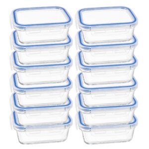 Kit 12 Potes Vidro com Tampa Hermética 640ml Retangular Transparente Refratário Marmita Mantimentos