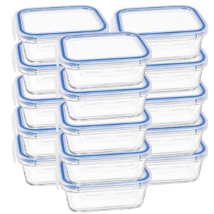 Kit 15 Potes Vidro com Tampa Hermética 640ml Retangular Transparente Refratário Marmita Mantimentos