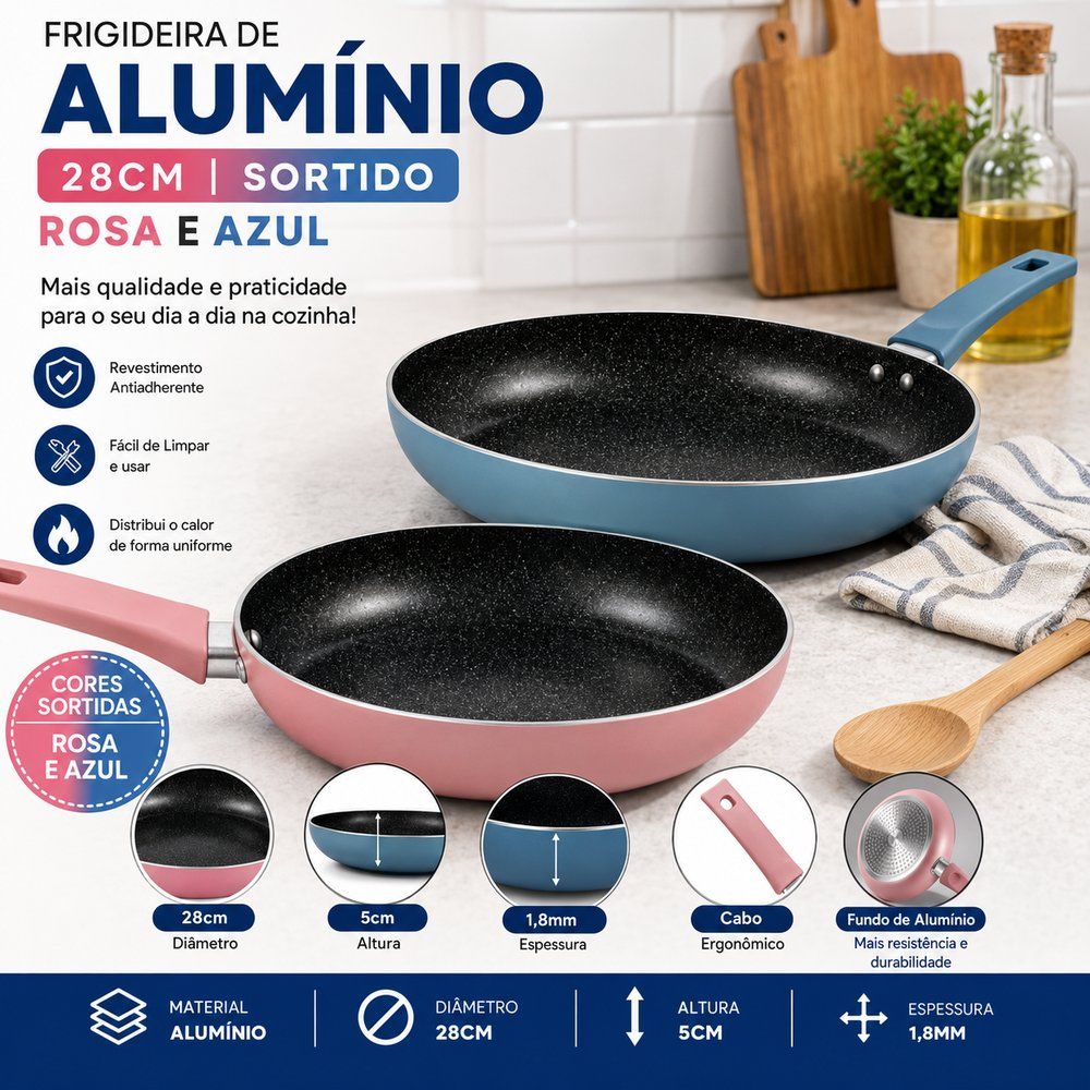 Frigideira Antiaderente Alumínio com Revestimento Cerâmica 28cm - Imagem 4