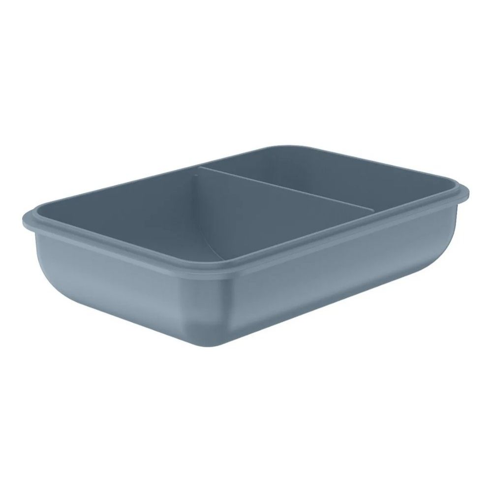 Pote Marmita com Tampa Hermética com Divisória Retangular Plástico 800ml Azul - Imagem 4