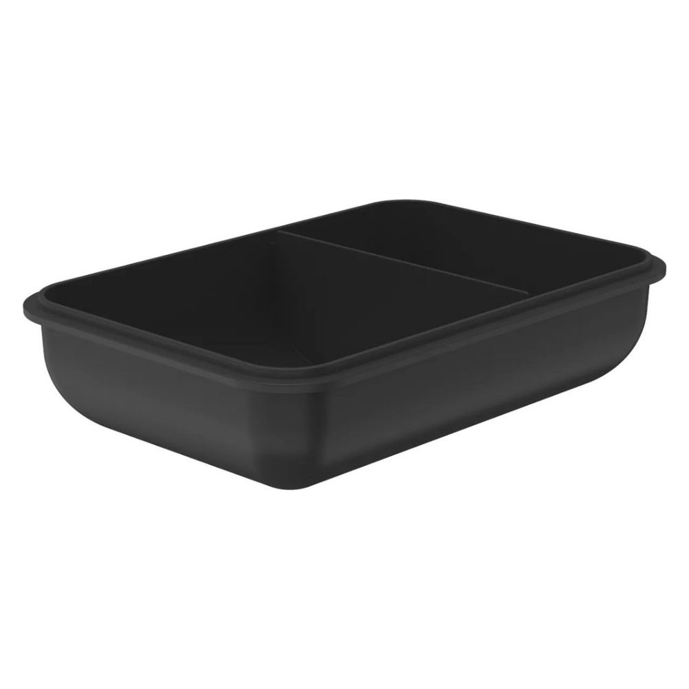 Pote Marmita com Tampa Hermética com Divisória Retangular Plástico 800ml Preto - Imagem 3