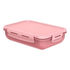 Pote Marmita com Tampa Hermética com Divisória Retangular Plástico 800ml Rosa