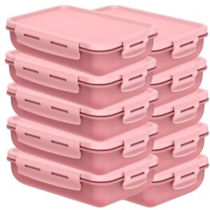 Kit 10 Pote Marmita com Tampa Hermética com Divisória Retangular Plástico 800ml Rosa