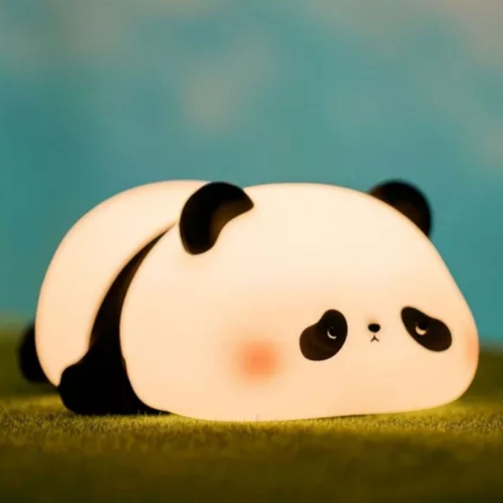 Luminária Panda Dormindo Led 5 Cores USB Recarregável - Acende por Toque para Quarto Bebe, Crianças e Decoração
