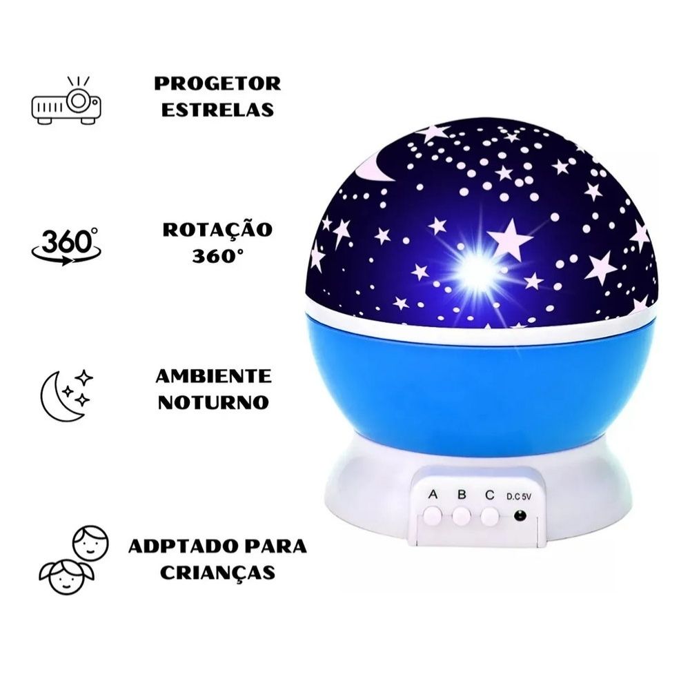 Luminaria Galaxia Abajur Rotativa Projetor Globo Estrela Infantil Céu Estrelado Lua 360º - Imagem 3