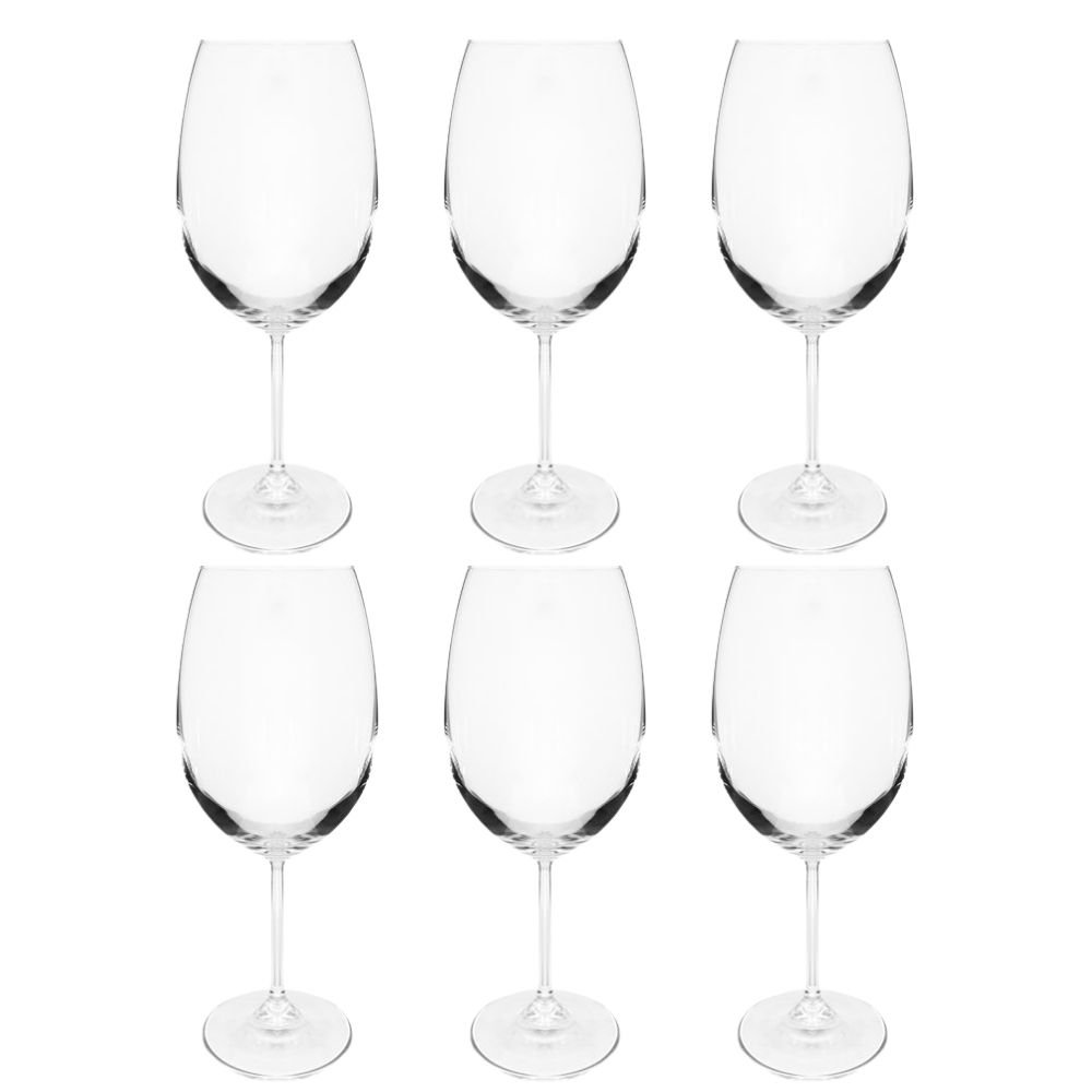 Jogo 6 Taças de Vidro Cristal 440ml Premium Resistente para Vinho e Água
