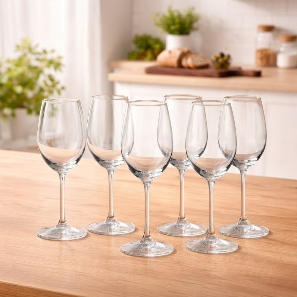 Jogo 6 Taças de Vidro Cristal 440ml Premium Resistente para Vinho e Água - Imagem 3
