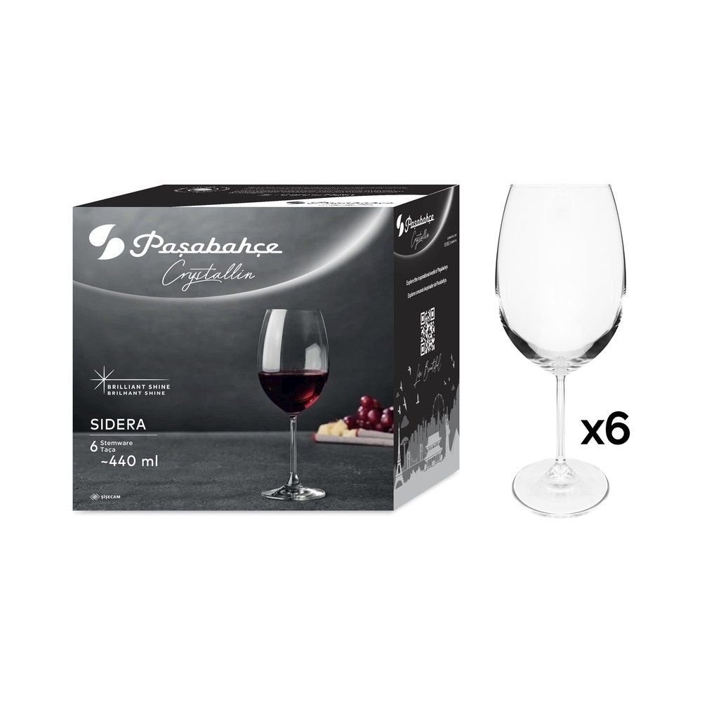 Jogo 6 Taças de Vidro Cristal 440ml Premium Resistente para Vinho e Água - Imagem 4