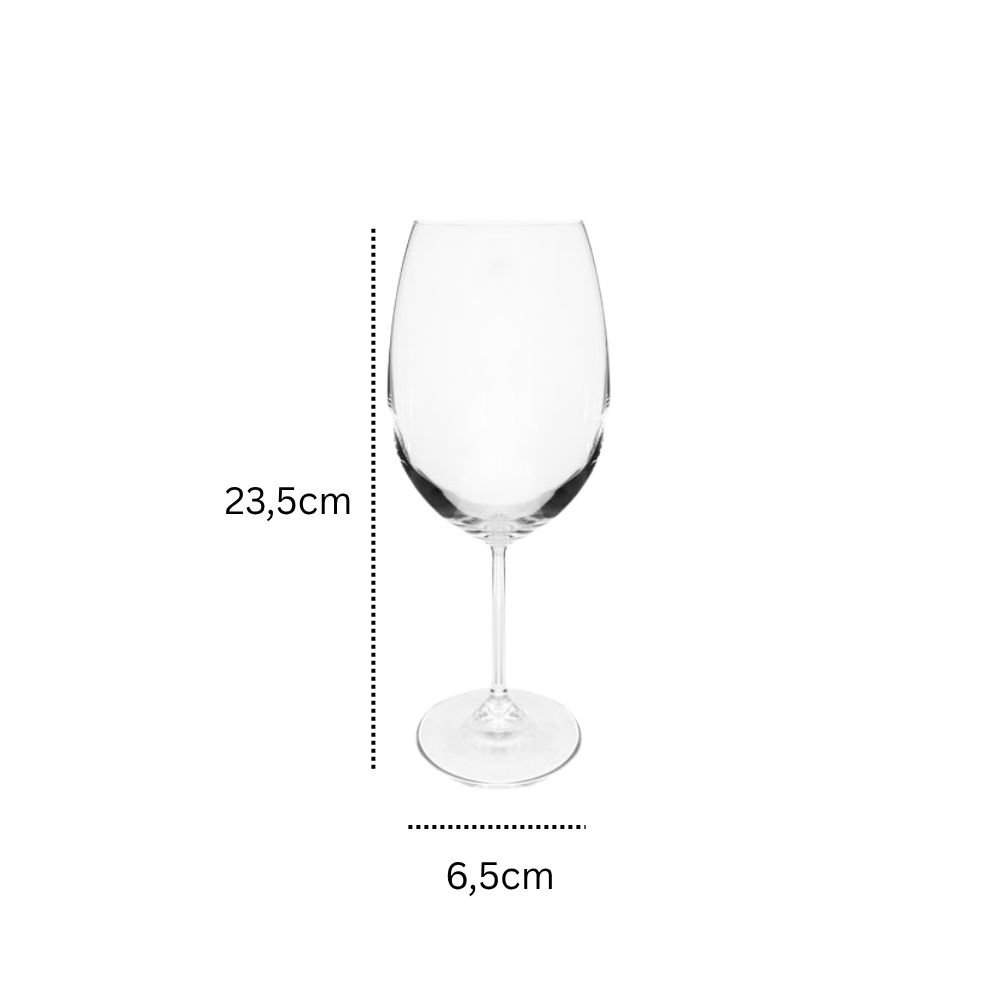 Jogo 6 Taças de Vidro Cristal 440ml Premium Resistente para Vinho e Água - Imagem 2