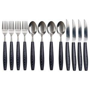 Jogo de Talheres 12 Peças Inox com Colheres Garfos Facas Preto