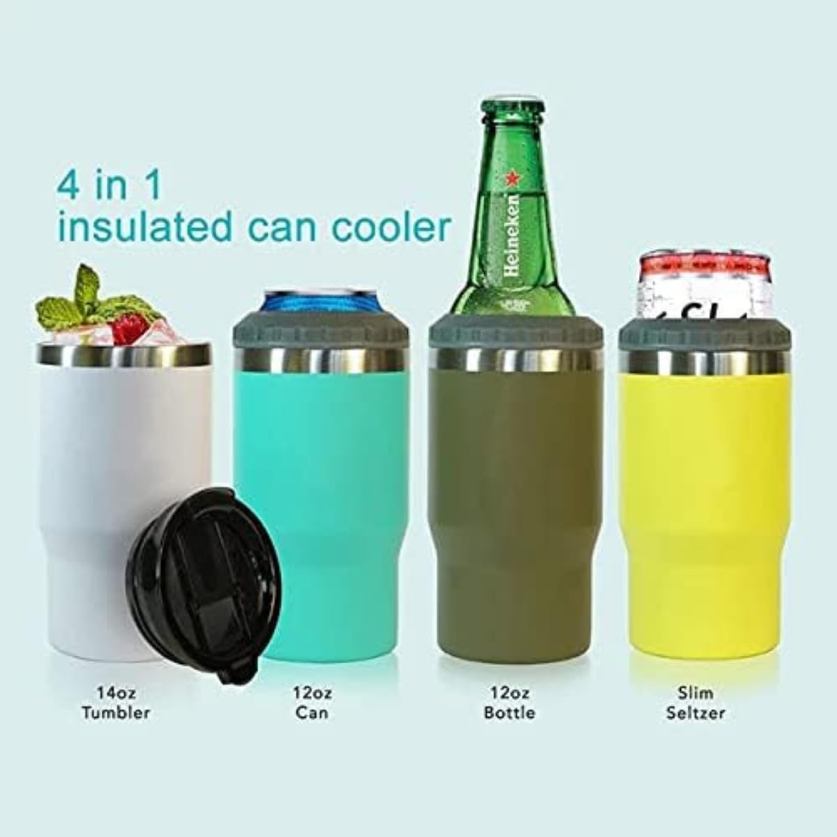 Copo Porta Cerveja Térmico Suporte Garrafa Térmica De Lata Latinha Latão Long Neck Aço Inox - Imagem 4