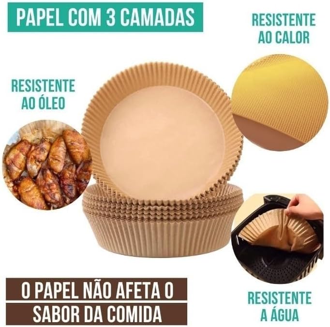 Forro De Papel Airfryer Tapete Forma Antiaderente 50 Unidades Descartaveis - Imagem 3