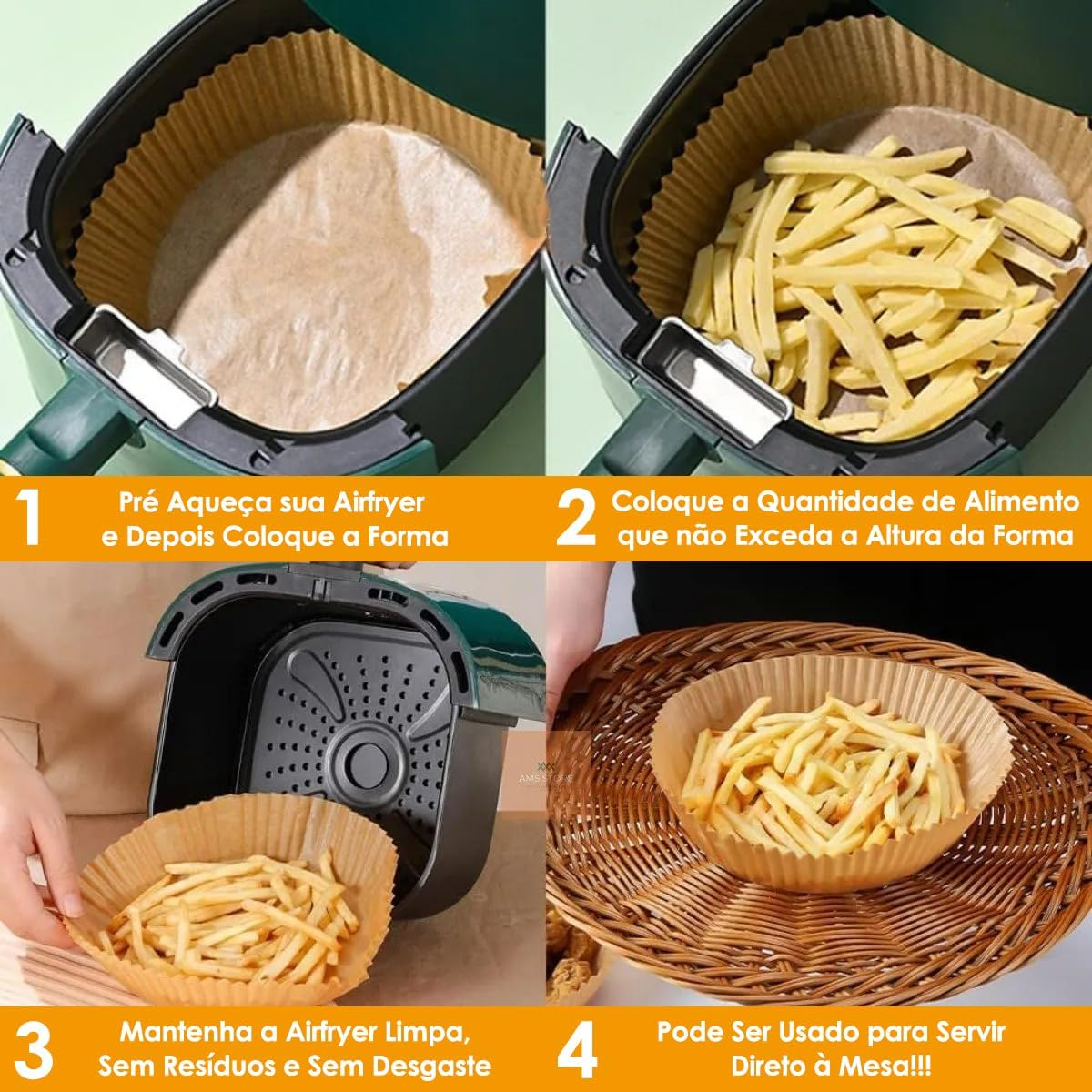 Forro De Papel Airfryer Tapete Forma Antiaderente 50 Unidades Descartaveis - Imagem 5