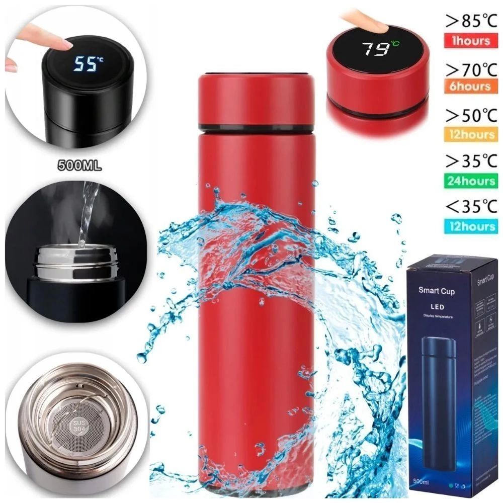 Garrafa Térmica Em Aço Inox Com Termômetro Digital 500ml Led - Imagem 5