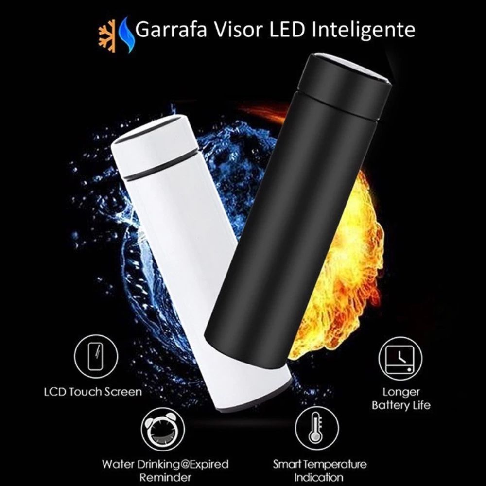 Garrafa Térmica Em Aço Inox Com Termômetro Digital 500ml Led - Imagem 4
