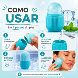Massageador Facial Gelo Cuidados com a Pele Compacto Silicone Reutilizável