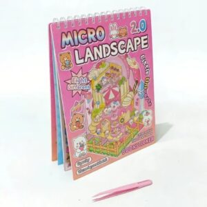 Caderno de Adesivo Interativo 3d 8 Cenários e Pinça para Montar Decorar