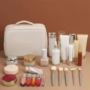 Bolsa Organizadora de Maquiagem Skincare 3 em 1 com Divisórias e Zíper