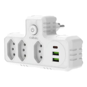 Filtro Extensor Tomada 3 Pinos 2 Usb 1 Tipo C Carregador Rápido Bivolt