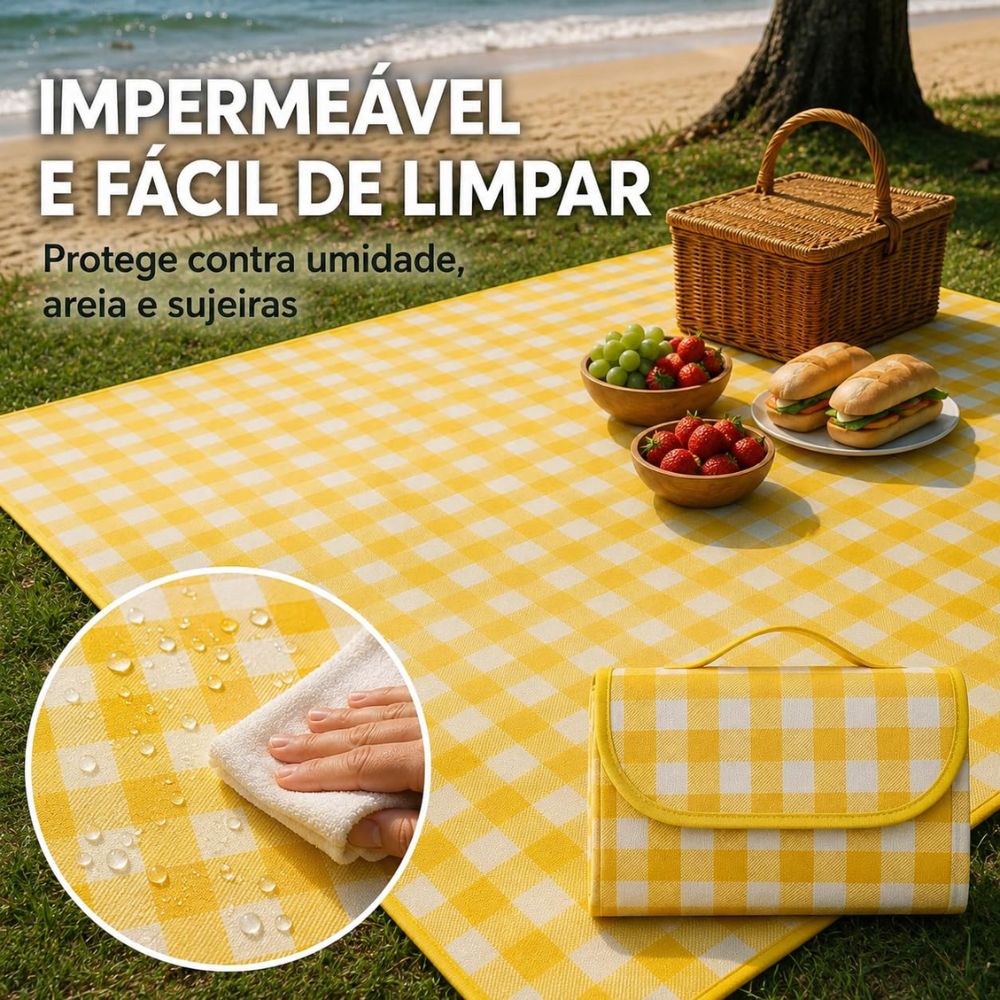 Tapete Piquenique Praia Impermeável Dobrável Resistente Grande Camping Família - Imagem 3