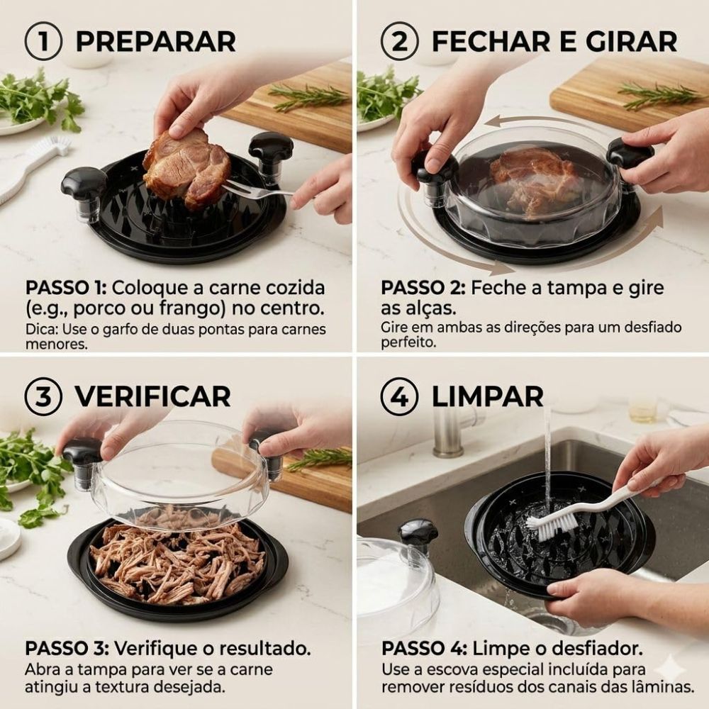 Desfiador Manual Frango Carne Alimentos Triturador Base Antiderrapante - Imagem 3